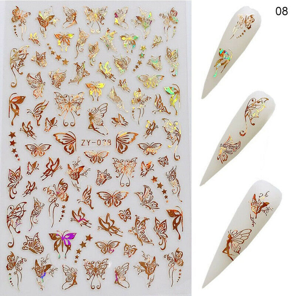 Holographic 3D Butterfly Nail Art