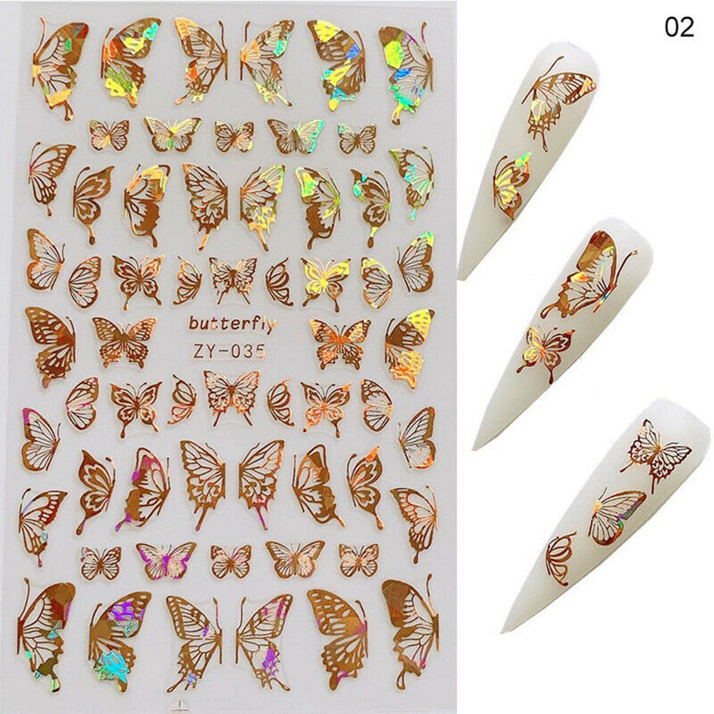 Holographic 3D Butterfly Nail Art