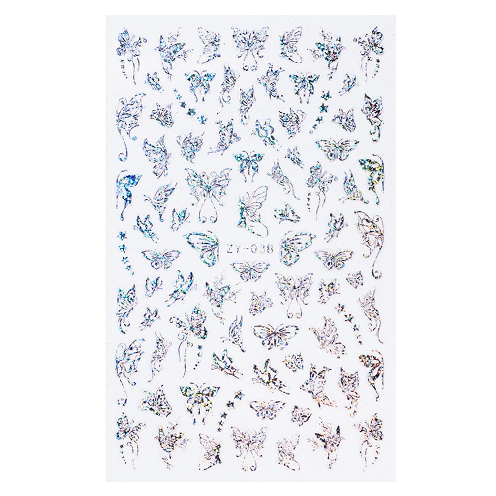 Holographic 3D Butterfly Nail Art