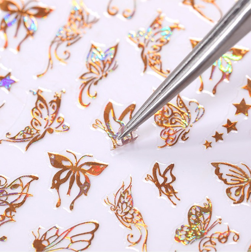 Holographic 3D Butterfly Nail Art