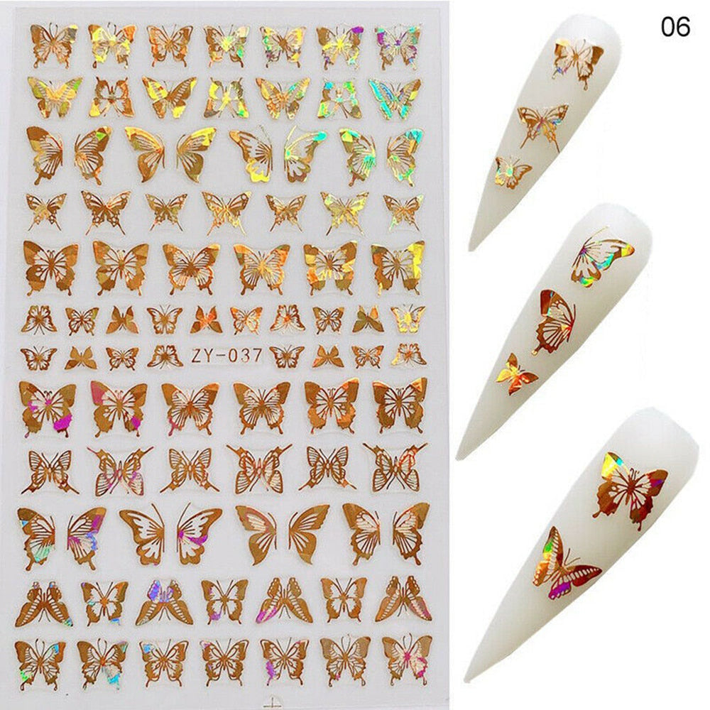 Holographic 3D Butterfly Nail Art