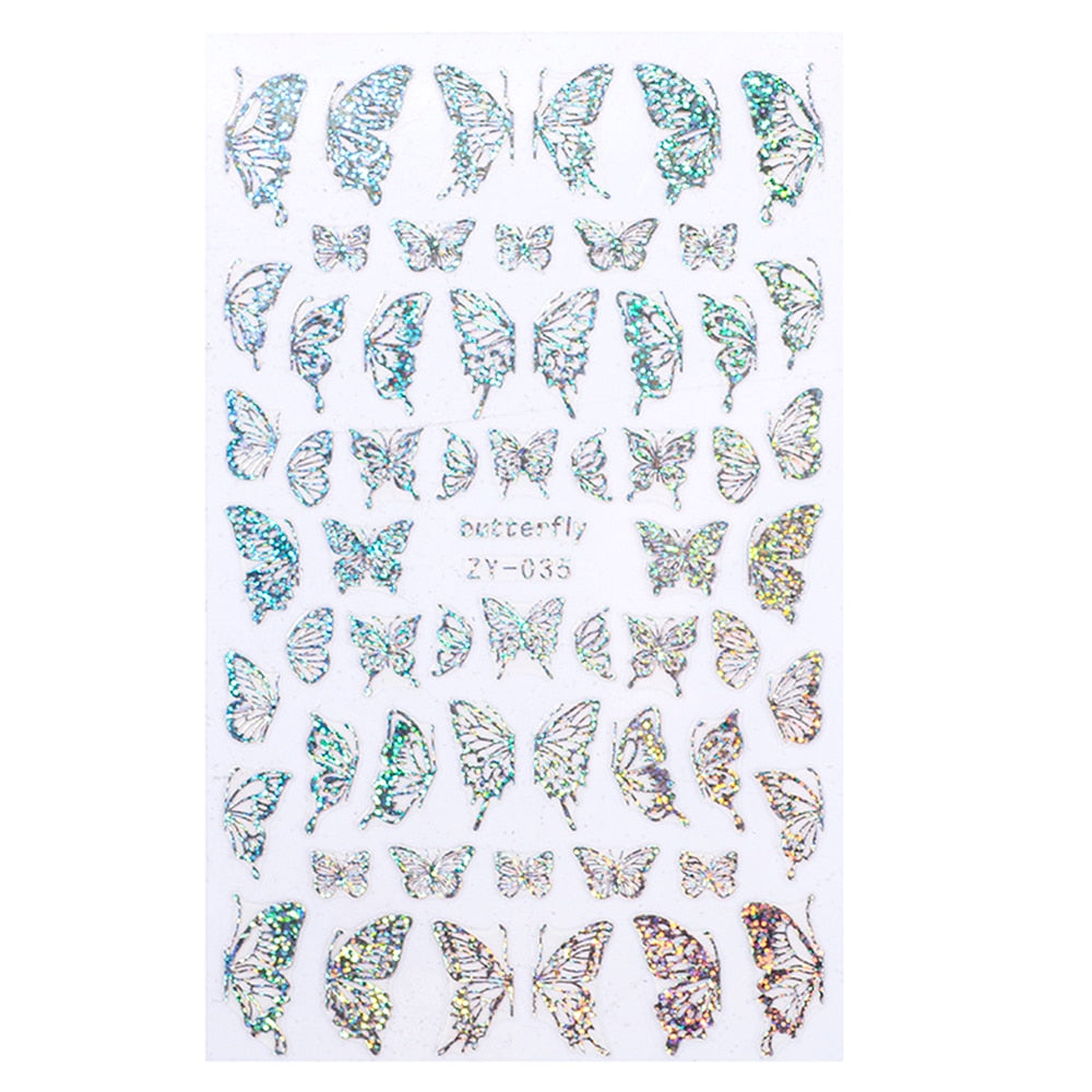 Holographic 3D Butterfly Nail Art