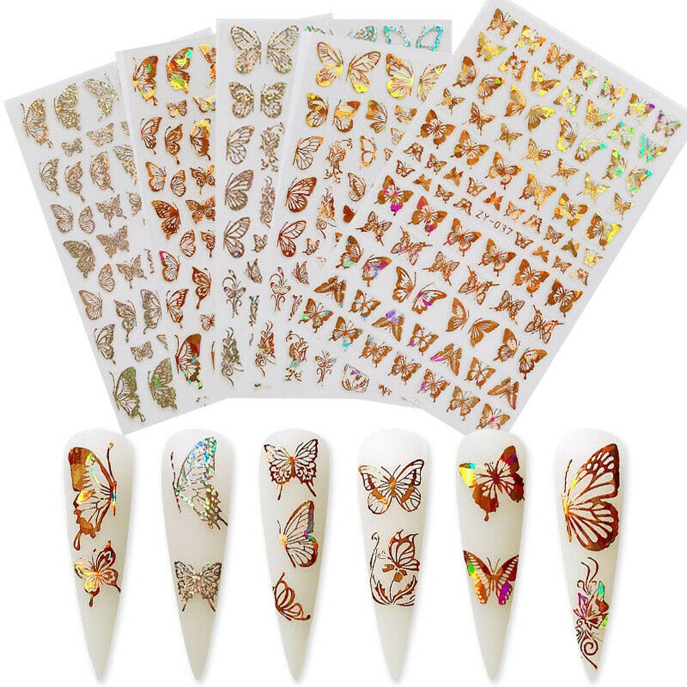 Holographic 3D Butterfly Nail Art