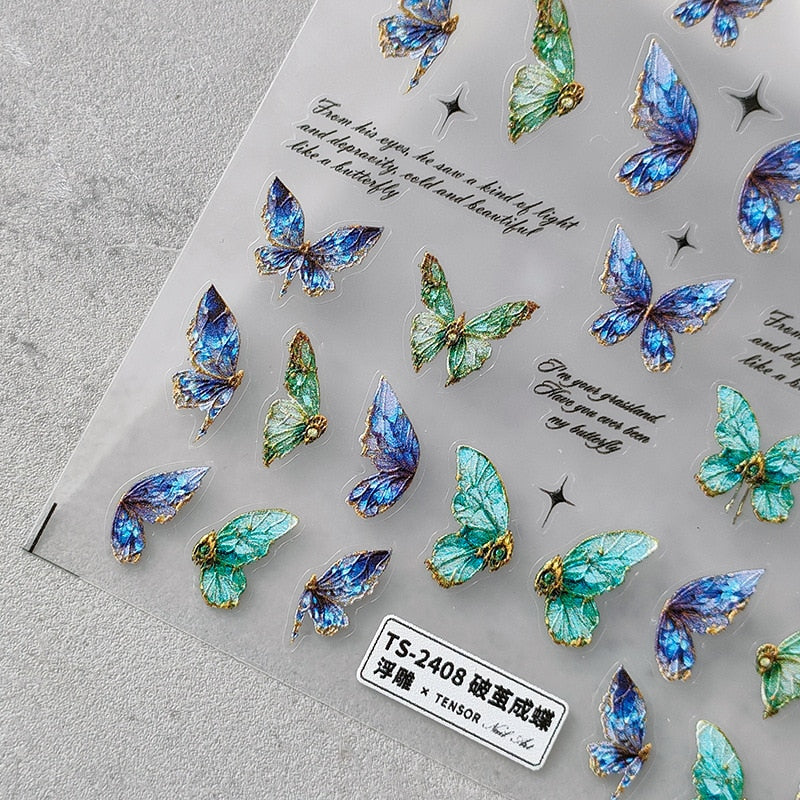 Embossed Butterfly Nail Stickers