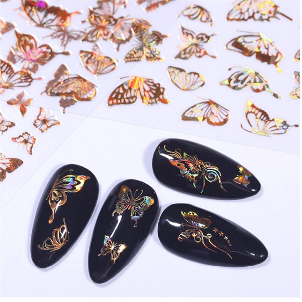 Holographic 3D Butterfly Nail Art