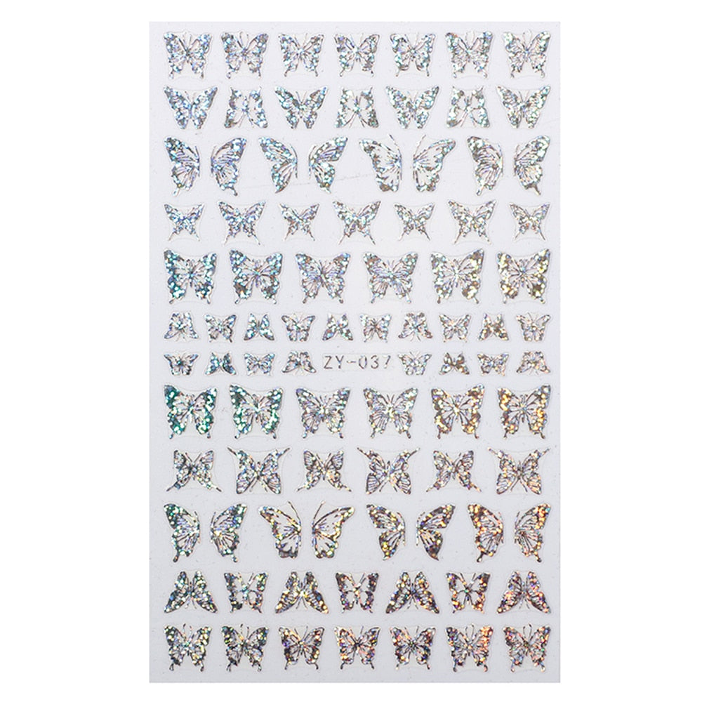 Holographic 3D Butterfly Nail Art